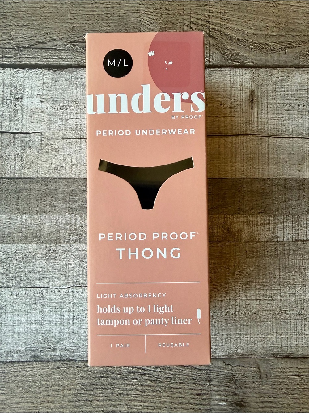 Proof Period Underwear Thong M/L Black Light Absorbency Period Proof New